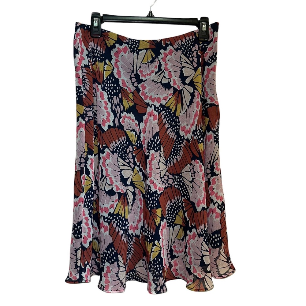 Boden Butterfly Print Midi Skirt US 8 UK 12 NWT A-Line‎ Flared Pull-On Navy Pink